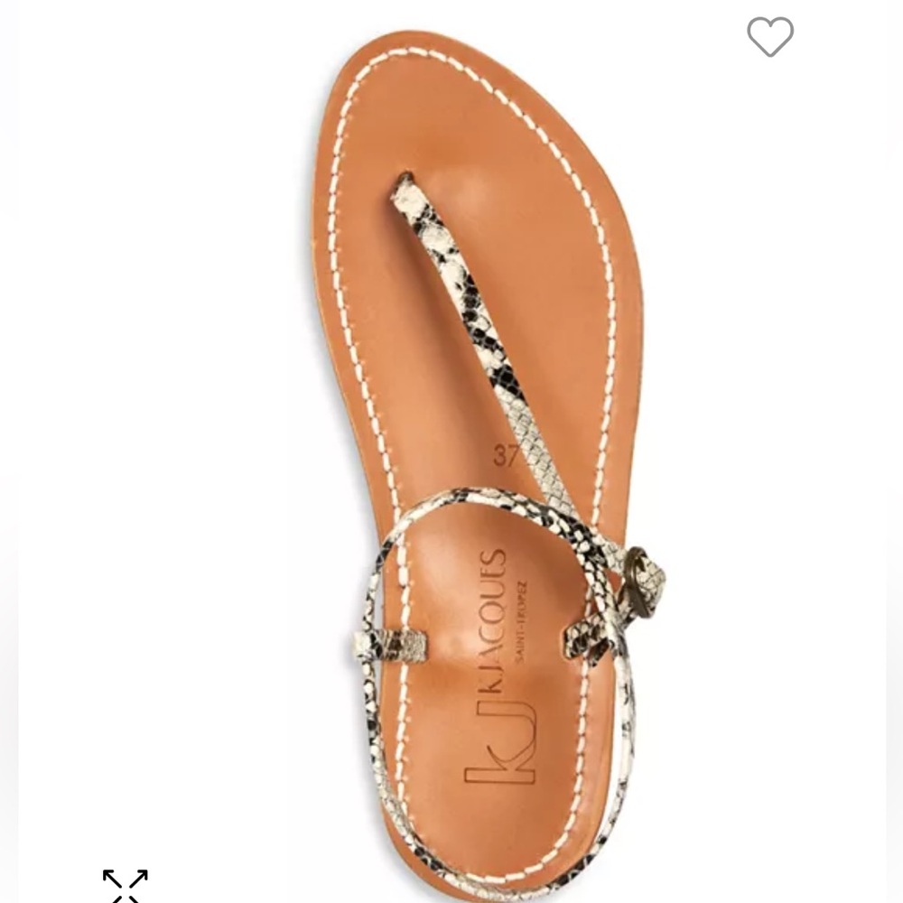 New K.Jacques Vassili Snake Embossed Thong Sandals- 36